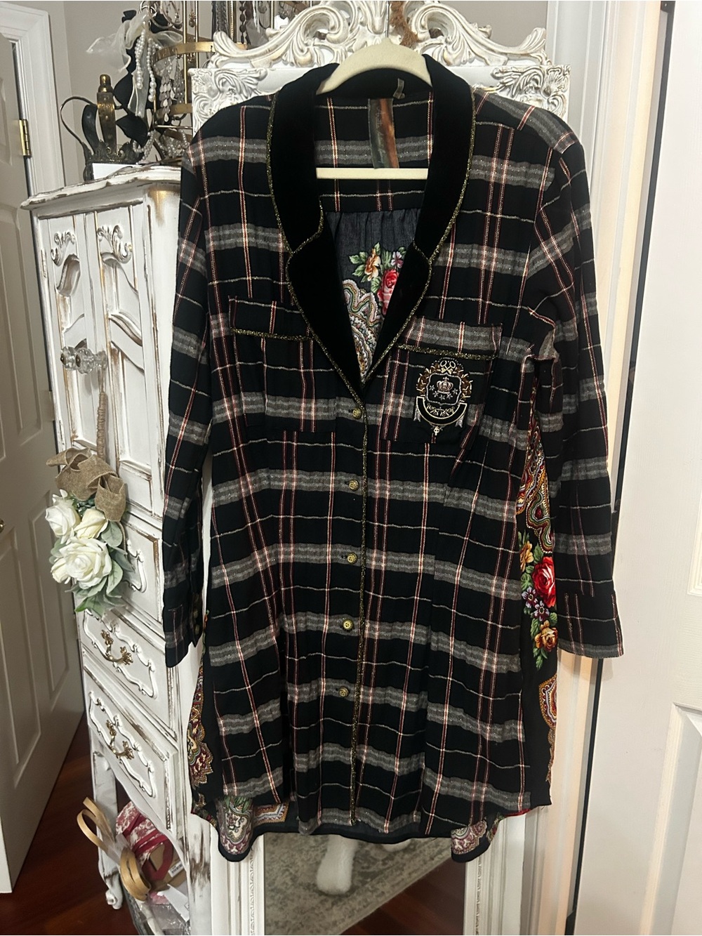 Aratta Silent Journey Plaid Floral Tunic Large